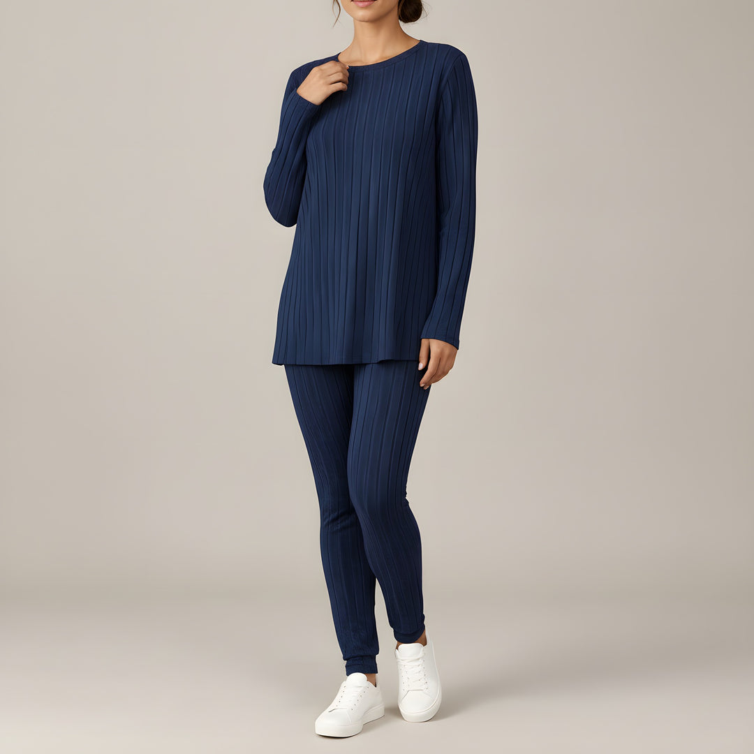 Megan — Women's Ribbed Lounge Set with Long Sleeve Top and Leggings (2), Fashions Galleries