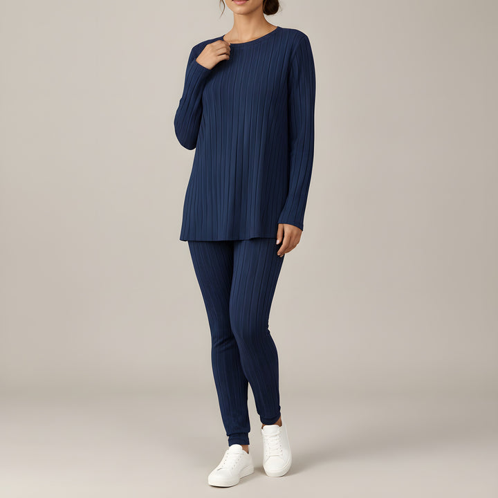 Megan — Women's Ribbed Lounge Set with Long Sleeve Top and Leggings (2), Fashions Galleries