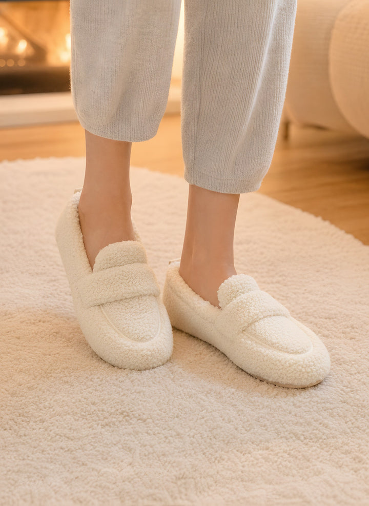 Molly — Women's Slippers in Plush Teddy with Loafer Style (2), Fashions Galleries