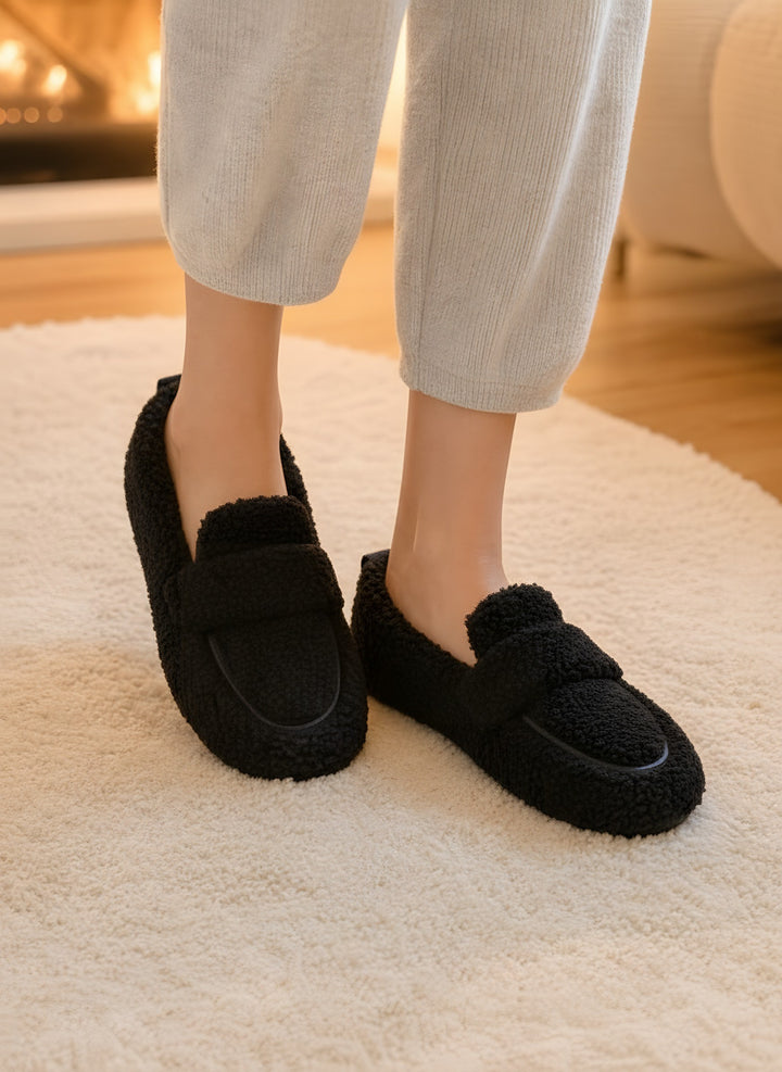 Molly — Women's Slippers in Plush Teddy with Loafer Style (3), Fashions Galleries