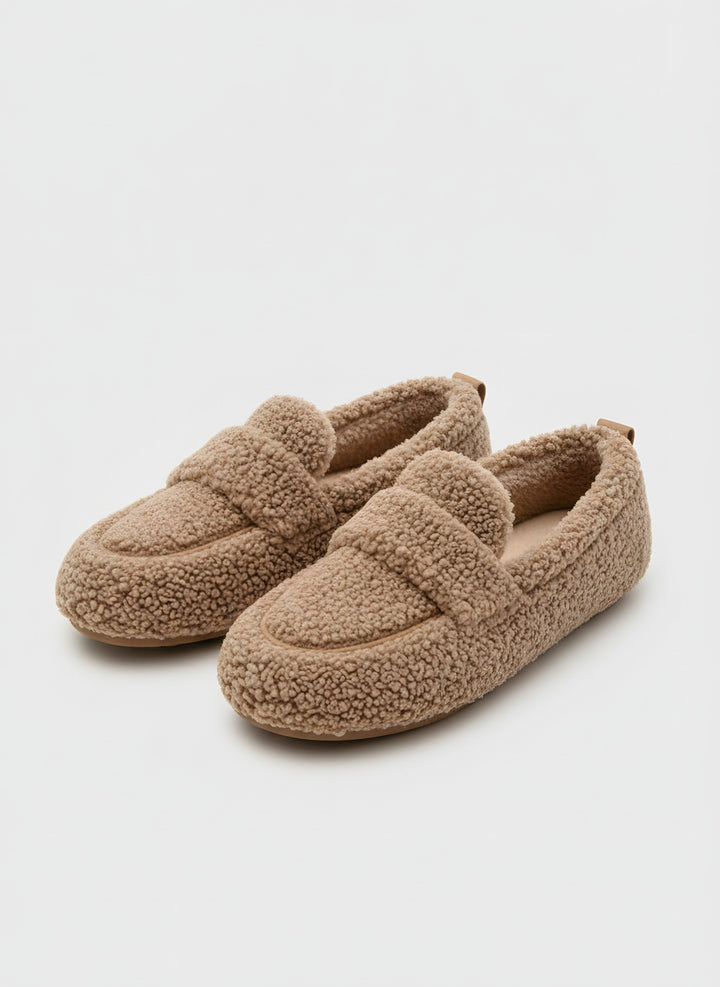 Molly — Women's Slippers in Plush Teddy with Loafer Style (4), Fashions Galleries