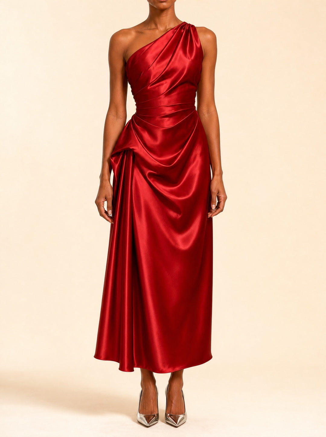 Natalie — Women's Christmas Party Dress with One Shoulder Drape, Fashions Galleries