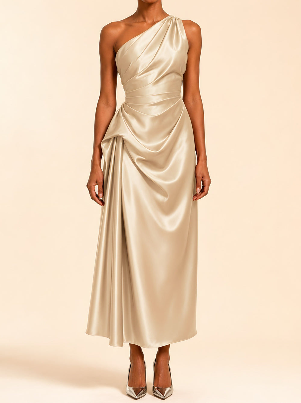 Natalie — Women's Christmas Party Dress with One Shoulder Drape (2), Fashions Galleries