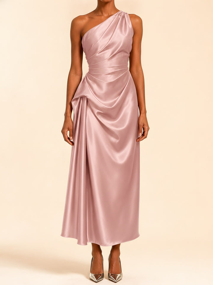 Natalie — Women's Christmas Party Dress with One Shoulder Drape (4), Fashions Galleries