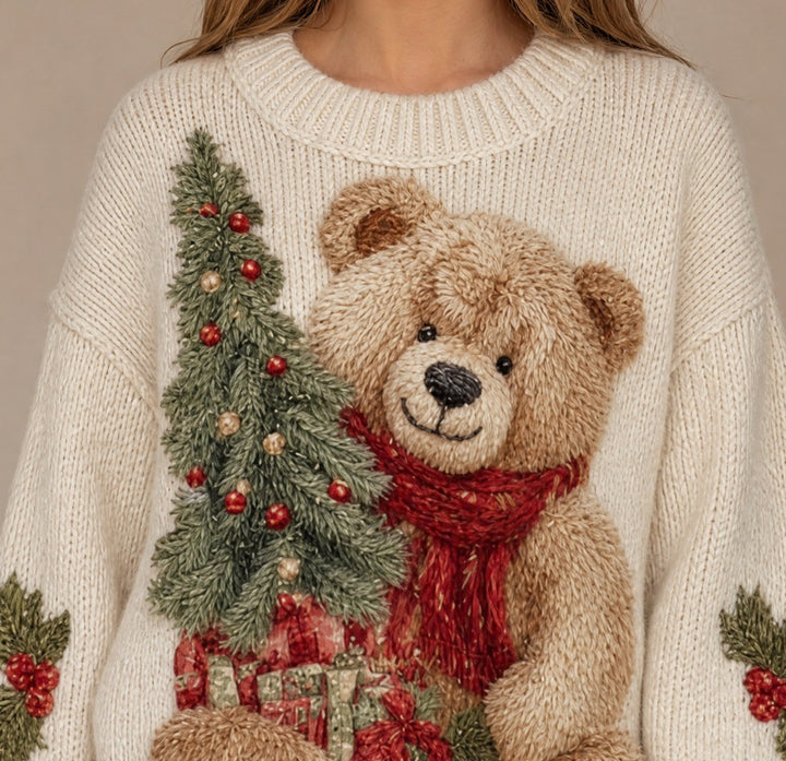Noelle — Women's Cute Christmas Sweater with Teddy Bear Motif (2), Fashions Galleries