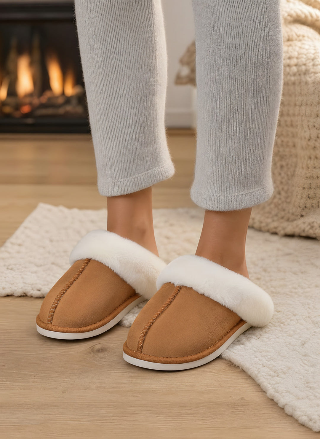 Nova — Women's Slippers with Fluffy Collar and Non Slip Sole (3), Fashions Galleries
