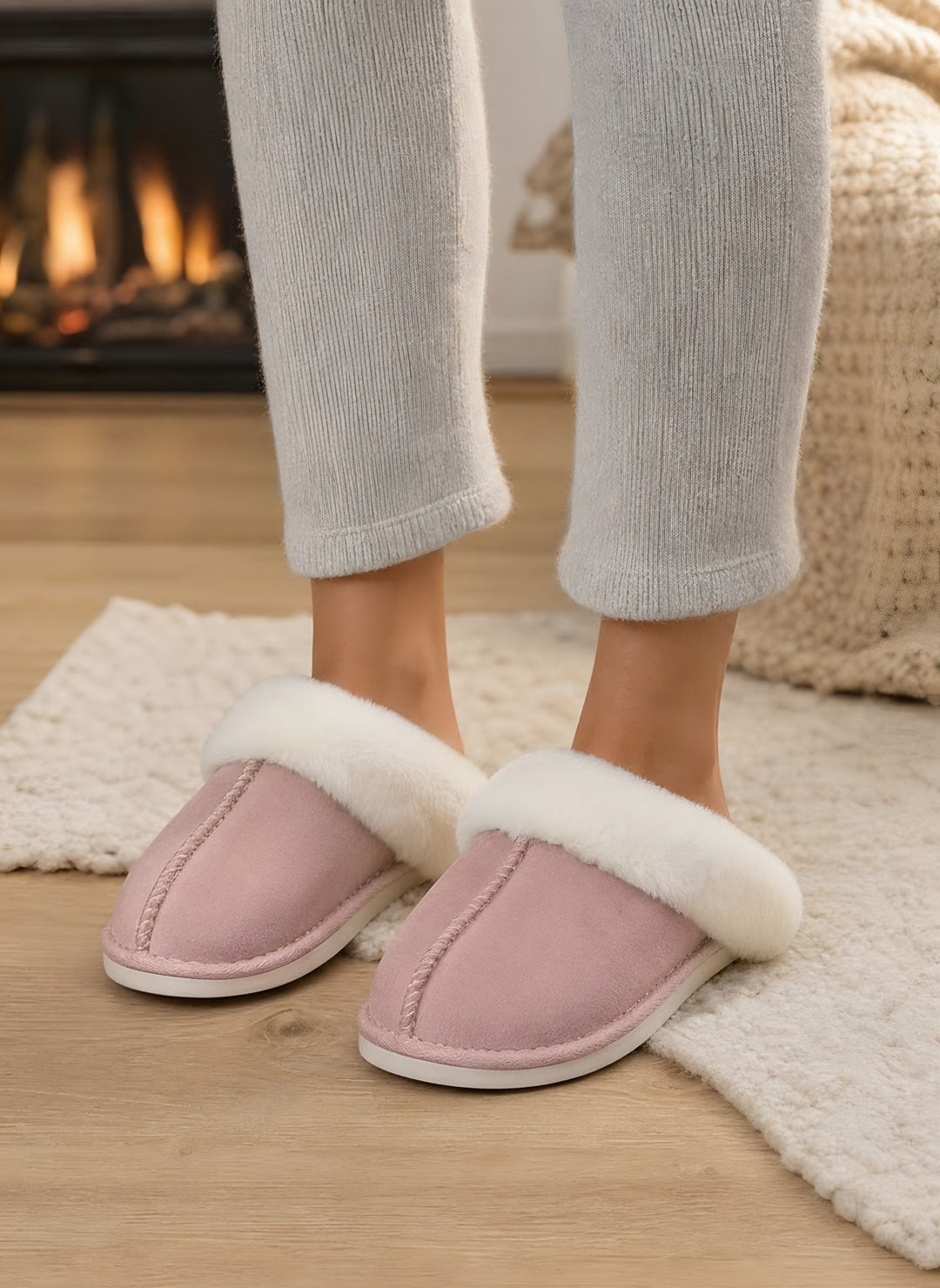 Nova — Women's Slippers with Fluffy Collar and Non Slip Sole (4), Fashions Galleries