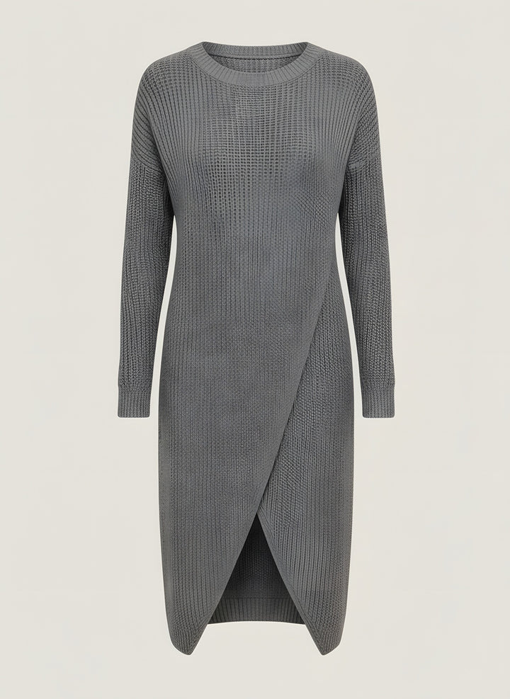 Quinn — Women's Sweater Dress with Wrap Front and Split Hem (4), Fashions Galleries