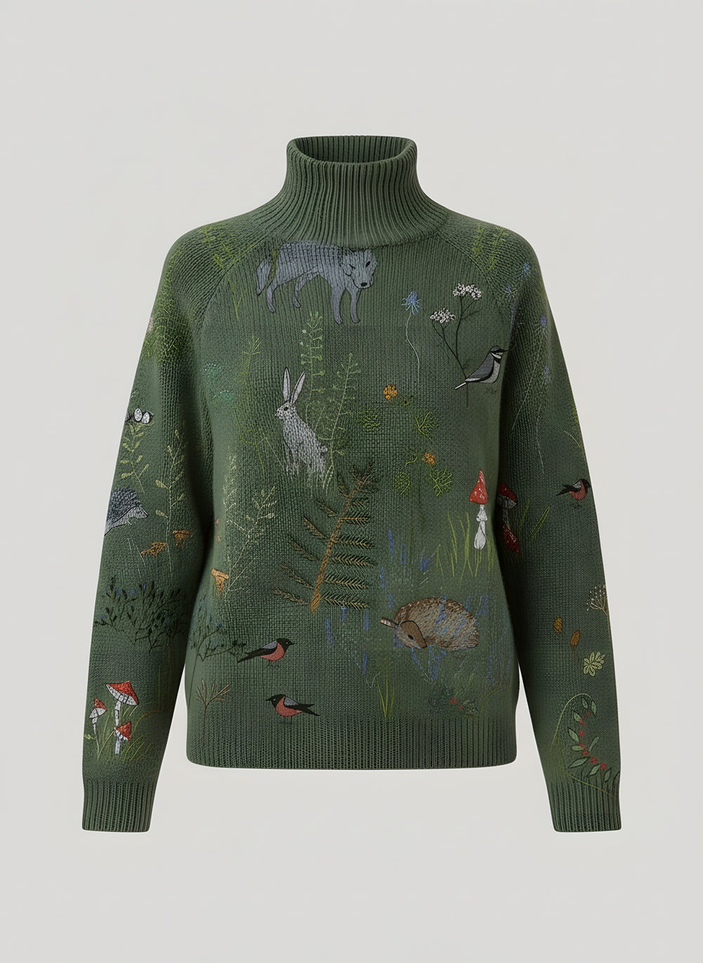 Reese — Women's Turtleneck Sweater with Embroidered Woodland Motif (2), Fashions Galleries