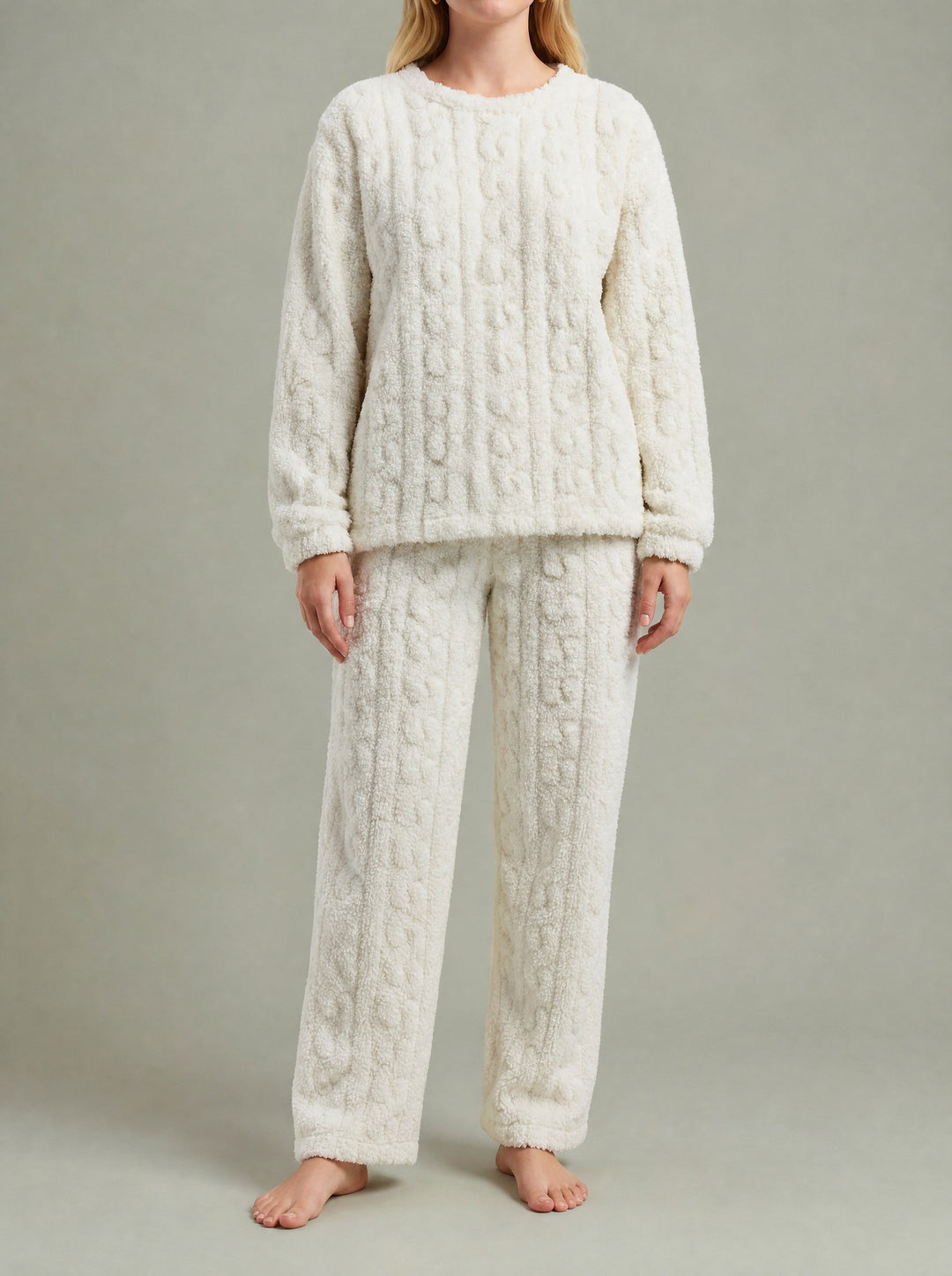 Riley — Women's Winter Pajamas with Cable Knit Fleece, Fashions Galleries