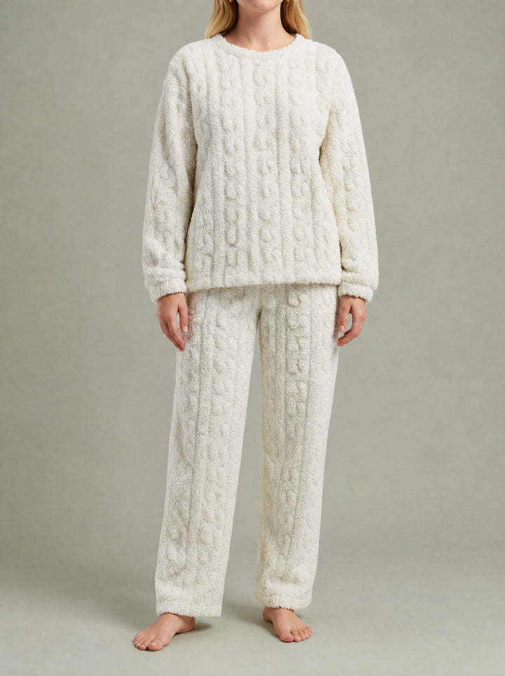 Riley — Women's Winter Pajamas with Cable Knit Fleece, Fashions Galleries