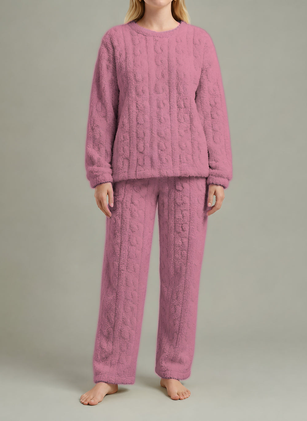 Riley — Women's Winter Pajamas with Cable Knit Fleece (2), Fashions Galleries