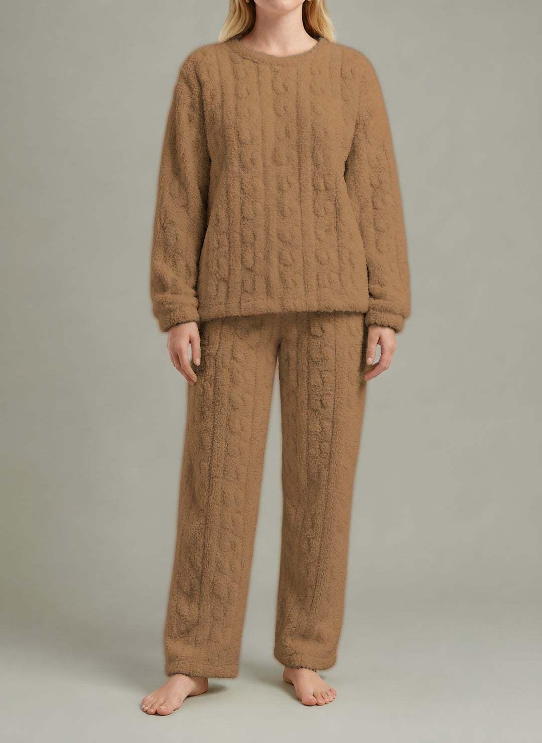 Riley — Women's Winter Pajamas with Cable Knit Fleece (5), Fashions Galleries