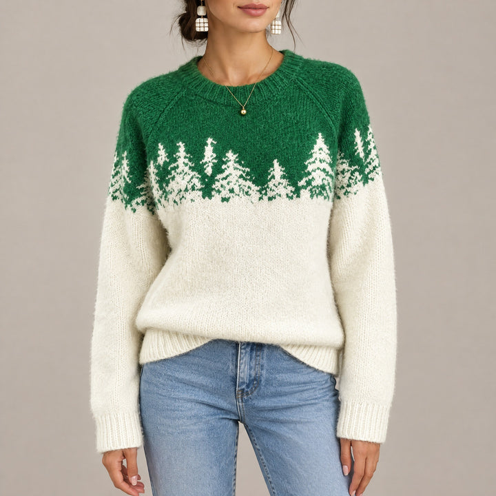 Savannah — Women's Christmas Sweater with Knitted Fir Tree Pattern, Fashions Galleries