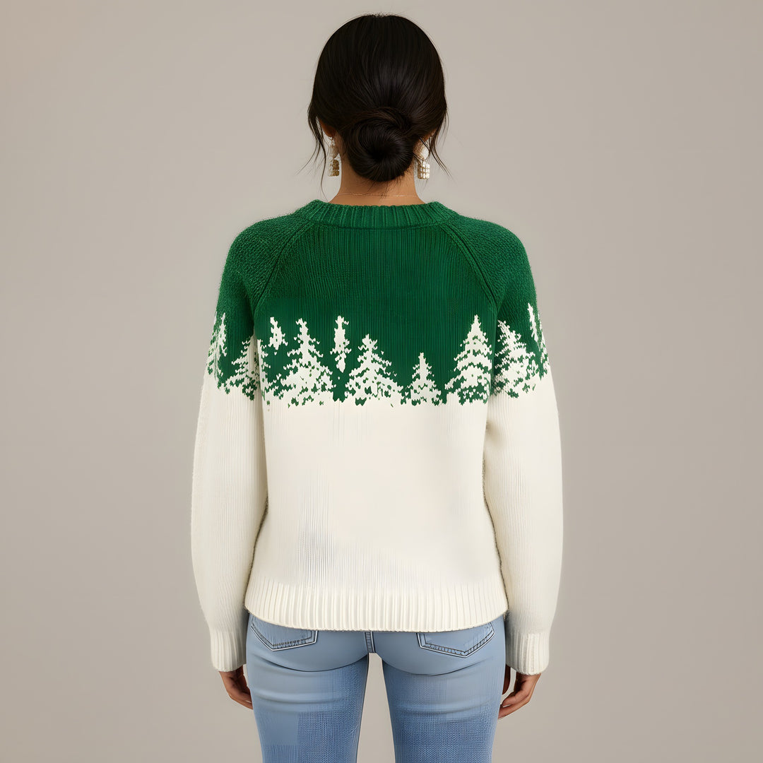 Savannah — Women's Christmas Sweater with Knitted Fir Tree Pattern (4), Fashions Galleries
