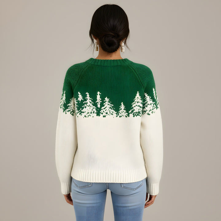 Savannah — Women's Christmas Sweater with Knitted Fir Tree Pattern (4), Fashions Galleries
