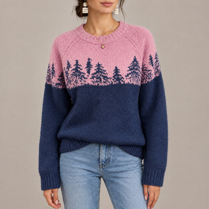 Savannah — Women's Christmas Sweater with Knitted Fir Tree Pattern (6), Fashions Galleries