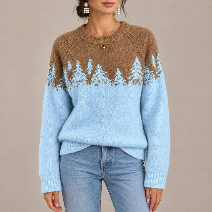 Savannah — Women's Christmas Sweater with Knitted Fir Tree Pattern (7), Fashions Galleries