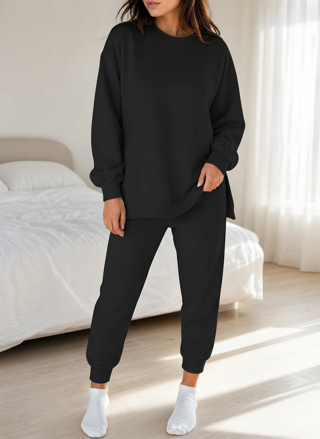 Zoe — Women's Pajamas Set with Oversized Sweatshirt and Joggers (4), Fashions Galleries